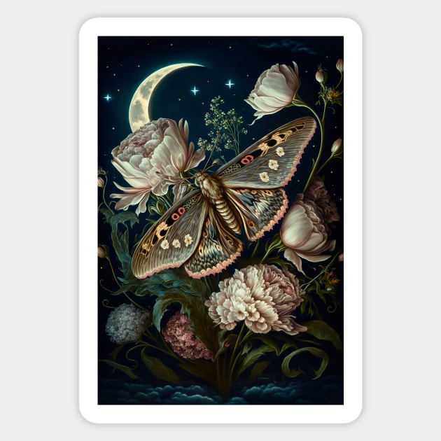 Wiccan witchcraft Moth and magic of night 3 Sticker by redwitchart